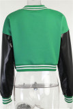 Red Fashion Casual Letter Embroidery Patchwork O Neck Outerwear