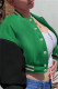 Green Fashion Casual Solid Patchwork O Neck Outerwear