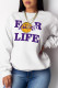 White Sportswear Daily Print Patchwork Letter O Neck Tops