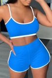 Red Sportswear Solid Patchwork U Neck Sleeveless Two Pieces