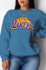Blue Casual Sportswear Print Patchwork O Neck Tops