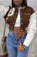 Brown Fashion Casual Letter Embroidery Patchwork O Neck Outerwear