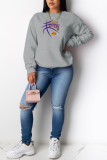 Yellow Street Daily Print Patchwork O Neck Tops