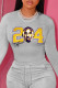 Grey Street Sportswear Print Patchwork O Neck Tops