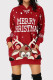 Red Fashion Casual Print Basic Hooded Collar Long Sleeve Dresses