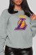 Grey Sportswear Vintage Print Patchwork O Neck Tops