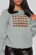 Grey Fashion Vintage Plaid Print Patchwork O Neck Tops