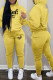 Yellow Fashion Casual Letter Print Basic Hooded Collar Long Sleeve Two Pieces