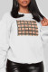 White Fashion Street Print Patchwork O Neck Tops
