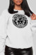 White Street Vintage Print Patchwork O Neck Tops