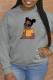 Grey Casual Street Character Patchwork O Neck Tops