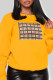 Yellow Fashion Vintage Plaid Print Patchwork O Neck Tops