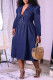 Blue Fashion Casual Solid Patchwork Turndown Collar Long Sleeve Dresses