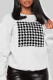 White Fashion Vintage Print Patchwork O Neck Tops
