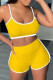 Yellow Sportswear Solid Patchwork U Neck Sleeveless Two Pieces