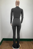 Black Fashion Casual Solid Basic Turndown Collar Long Sleeve Two Pieces