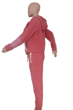 Brown Casual Print Patchwork Hooded Collar Long Sleeve Two Pieces