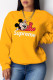 Yellow Daily Cute Character Patchwork O Neck Tops
