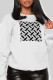 White Casual Street Print Patchwork O Neck Tops