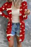 Red Fashion Casual Print Cardigan Outerwear