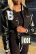 Black Fashion Casual Letter Embroidery Patchwork O Neck Outerwear