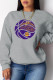 Grey Casual Sportswear Print Patchwork Letter O Neck Tops