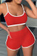 Red Sportswear Solid Patchwork U Neck Sleeveless Two Pieces