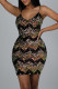 Black Fashion Sexy Patchwork Sequins Backless V Neck Sling Dress Dresses
