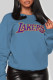 Blue Casual Sportswear Print Patchwork Letter O Neck Tops