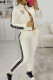 White Fashion Sexy Print Patchwork Long Sleeve Two Pieces
