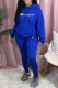 Royal Blue Fashion Elegant Print Letter Hooded Collar Long Sleeve Two Pieces