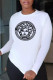 White Fashion Street Print Patchwork O Neck Tops