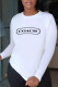 White Casual Daily Print Patchwork O Neck Tops