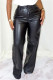 Black Fashion Casual Solid Basic Regular High Waist Straight Trousers