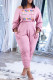 Pink Casual Print Patchwork O Neck Long Sleeve Two Pieces