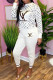 White Fashion Casual Print Patchwork O Neck Long Sleeve Two Pieces