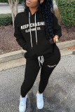 Red Casual Print Patchwork Hooded Collar Long Sleeve Two Pieces