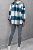 Yellow Casual Plaid Patchwork Turndown Collar Outerwear