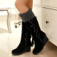 Black Fashion Casual Patchwork Strap Design Keep Warm Boots