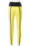 White Casual Sportswear Solid Patchwork Skinny High Waist Pencil Trousers