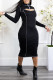 Black Sexy Solid Hollowed Out Patchwork O Neck One Step Skirt Dresses