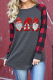 Red Casual Plaid Santa Claus Patchwork Contrast O Neck Tops