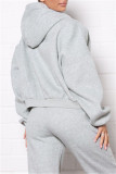 Light Brown Fashion Casual Solid Basic Hooded Collar Long Sleeve Two Pieces