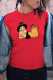 Red Street Cute Print Patchwork O Neck T-Shirts