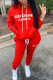 Red Casual Print Patchwork Hooded Collar Long Sleeve Two Pieces
