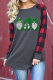 Green Casual Plaid Santa Claus Patchwork Contrast O Neck Tops