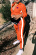 Orange Fashion Sportswear Print Patchwork Turndown Collar Long Sleeve Two Pieces
