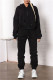 Black Fashion Casual Solid Basic Hooded Collar Long Sleeve Two Pieces