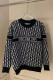 Black Fashion Casual Letter Patchwork O Neck Tops