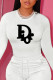 White Casual Print Patchwork O Neck Tops